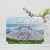 Schattige strand bruiloft, Floral Arbor Save the D Save The Date (Staand voorkant)