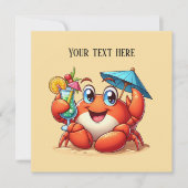 Schattige strand cocktail krab partij kaart (Voorkant)