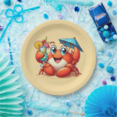 Schattige strand cocktail krab partij papieren bordje (Feest)