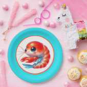 Schattige strand garnalen partij papieren bordje (Feest)