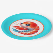 Schattige strand garnalen partij papieren bordje (Gekanteld)