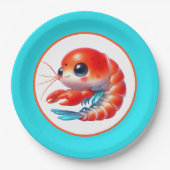 Schattige strand garnalen partij papieren bordje (Voorkant)