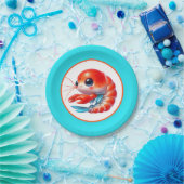 Schattige strand garnalen partij papieren bordje (Feest)