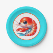 Schattige strand garnalen partij papieren bordje (Voorkant)