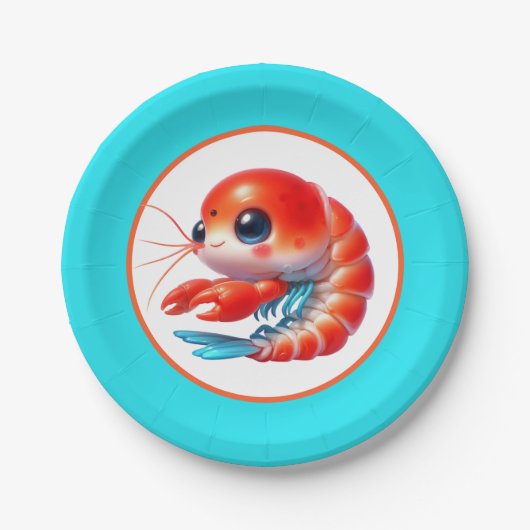 Schattige strand garnalen partij papieren bordje (Voorkant)