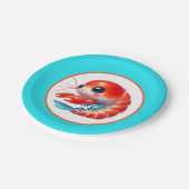 Schattige strand garnalen partij papieren bordje (Gekanteld)