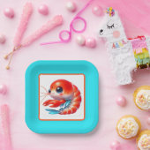 Schattige strand garnalen partij papieren bordje (Feest)
