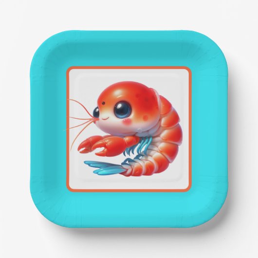 Schattige strand garnalen partij papieren bordje (Voorkant)
