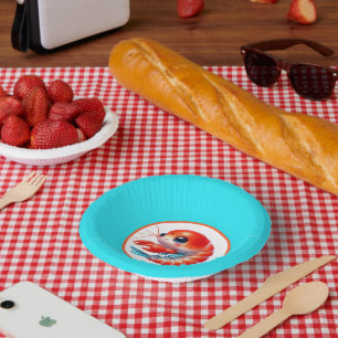 Schattige strand garnalen partij papieren kommen