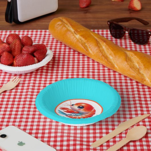 Schattige strand garnalen partij papieren kommen (Picknick)