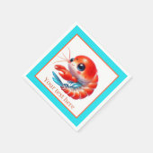 Schattige strand garnalen partij servet (Hoek)