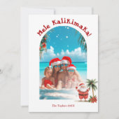 Schattige Strand Hawaii Mele Kalikimaka Kerstfoto Feestdagenkaart (Voorkant)