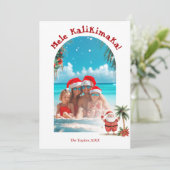 Schattige Strand Hawaii Mele Kalikimaka Kerstfoto Feestdagenkaart (Staand voorkant)