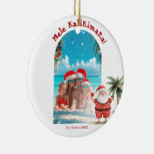 Schattige Strand Hawaii Mele Kalikimaka Kerstfoto Keramisch Ornament (Rechts)