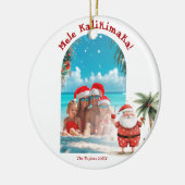 Schattige Strand Hawaii Mele Kalikimaka Kerstfoto Keramisch Ornament (Links)
