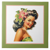 Schattige strand Hawaiian lady Tegeltje (Voorkant)