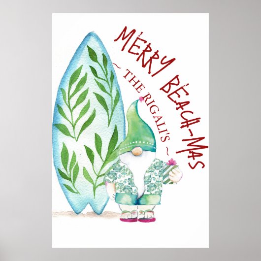 Schattige Strand Kerst Posters 24x36 (Voorkant)