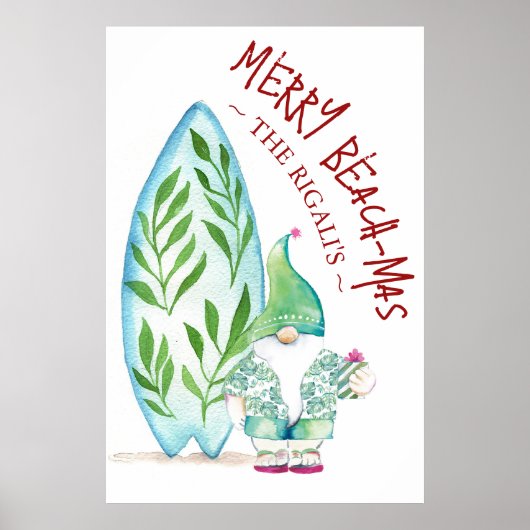 Schattige Strand Kerst Posters 24x36 (Voorkant)