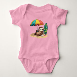 Schattige strand luiaard voeg tekst toe baby romper
