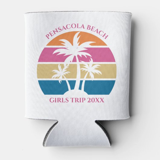 Schattige strand meisjes trip palmbomen op maat ro blikjeskoeler (Voorkant)