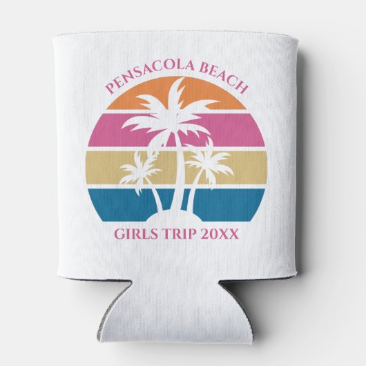 Schattige strand meisjes trip palmbomen op maat ro blikjeskoeler (Achterkant)