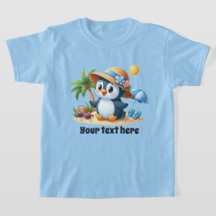 Schattige strand pinguïn tekst toevoegen meisjes t-shirt