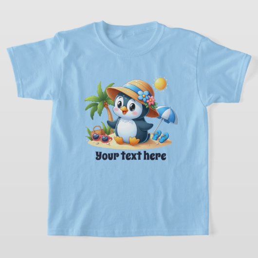 Schattige strand pinguïn tekst toevoegen meisjes t-shirt (Laagn)