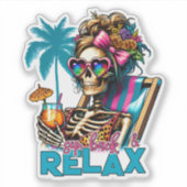 Schattige strand Relax skelet Sticker (Voorkant)