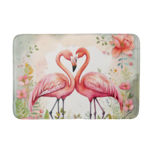 Schattige strand roze flamingo liefhebbers badmat