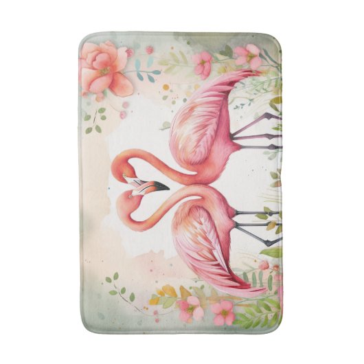 Schattige strand roze flamingo liefhebbers badmat (Voorkant Verticaal)