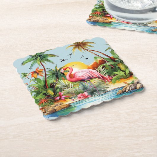 Schattige strand roze flamingo liefhebbers kartonnen onderzetters (Gebogen)