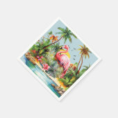 Schattige strand roze flamingo liefhebbers servet (Hoek)