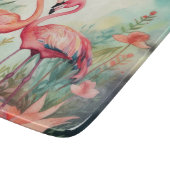 Schattige strand roze flamingo liefhebbers snijplank (Hoek)