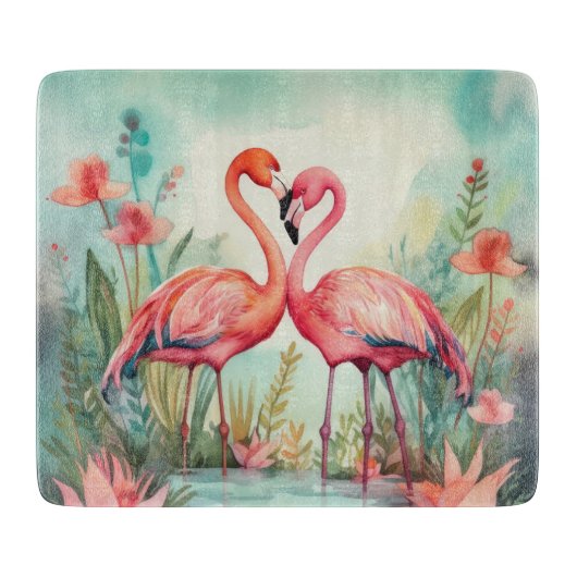 Schattige strand roze flamingo liefhebbers snijplank (Voorkant)