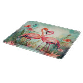Schattige strand roze flamingo liefhebbers snijplank (Hoek)