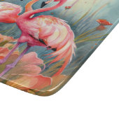 Schattige strand roze flamingo liefhebbers snijplank (Hoek)