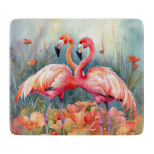 Schattige strand roze flamingo liefhebbers snijplank