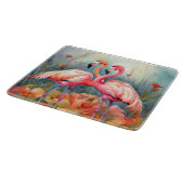 Schattige strand roze flamingo liefhebbers snijplank (Hoek)