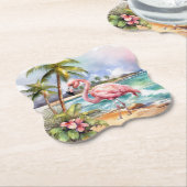 Schattige strand roze flamingo party kartonnen onderzetters (Gekanteld)