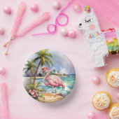 Schattige strand roze flamingo party papieren kommen (Feest)