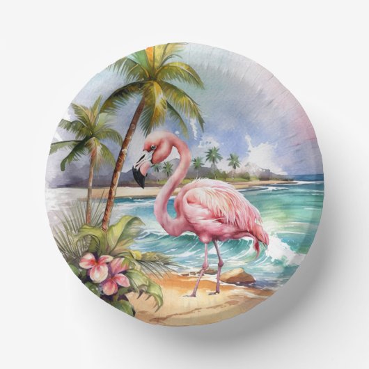Schattige strand roze flamingo party papieren kommen (Voorkant)