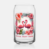 Schattige strand roze flamingo tekst toevoegen blikvorm glas (Voorkant)