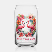 Schattige strand roze flamingo tekst toevoegen blikvorm glas (Voorkant)
