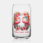 Schattige strand roze flamingo tekst toevoegen blikvorm glas (Achterkant)