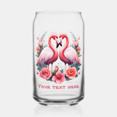 Schattige strand roze flamingo tekst toevoegen blikvorm glas (Voorkant)