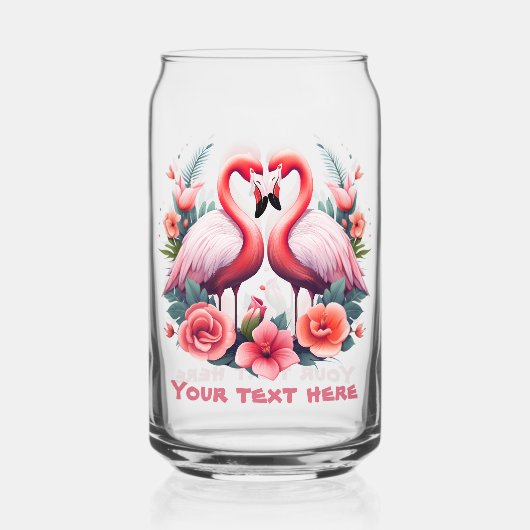 Schattige strand roze flamingo tekst toevoegen blikvorm glas (Voorkant)