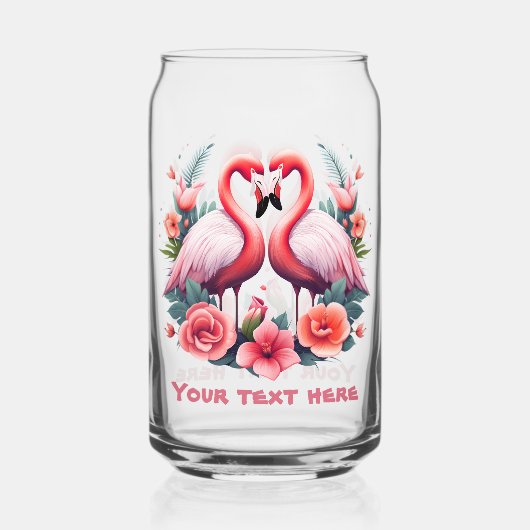 Schattige strand roze flamingo tekst toevoegen blikvorm glas (Achterkant)