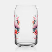 Schattige strand roze flamingo tekst toevoegen blikvorm glas (Links)