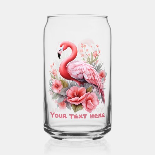 Schattige strand roze flamingo tekst toevoegen blikvorm glas (Achterkant)
