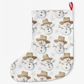 Schattige Strand Sneeuwman Kerst Gouden Glitter Grote Kerstsok (Achterkant)